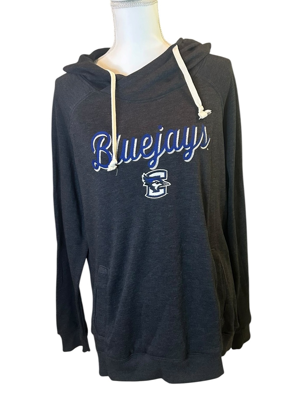 Creighton Bluejays Script Hooded Sweatshirt Navy Pullover Hoodie Womens